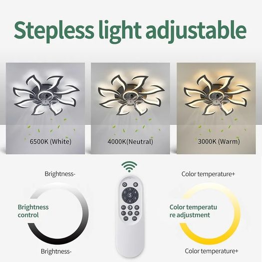 Ceiling Fan with Light and Remote Control, Dimmable Bedroom Fan, 6-Speed Settings, Suitable for Bedrooms, Living Rooms, and Kitchens - White