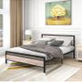King Size Bed Frame with Wood Headboard,Metal Image 3