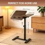 Overbed Bedside Table with Wheels, 60x40cm Split Tilting Tabletop, Height Adjustable Bedside Laptop Desk, Sofa Side Tray Table, Rolling C-Shaped Computer Stand for Bed Sofa Hospital Home, Walnut Image 2