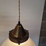 Vintage French pendant light with opaline glass shade Image 3