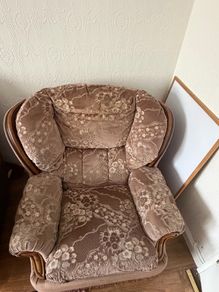 Velour wing arm chair