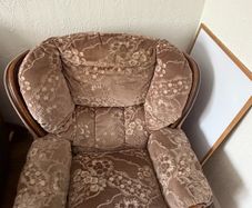 Velour wing arm chair