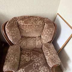 Velour wing arm chair