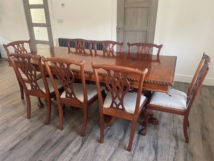 Antique solid wood table and chairs
