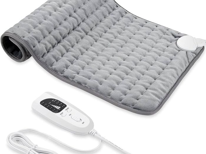 Heating pad, Electric Heat Pad with Automatic Switch-Off and 6 Temperature Levels Heating pad for Back Neck Shoulder Belly Heating Technology - Machine Washable. (20" x 24", Silver Gray)