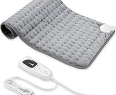 Heating pad, Electric Heat Pad with Automatic Switch-Off and 6 Temperature Levels Heating pad for Back Neck Shoulder Belly Heating Technology - Machine Washable. (20" x 24", Silver Gray)
