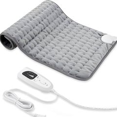Heating pad, Electric Heat Pad with Automatic Switch-Off and 6 Temperature Levels Heating pad for Back Neck Shoulder Belly Heating Technology - Machine Washable. (20" x 24", Silver Gray)