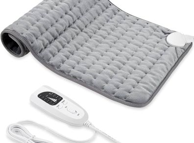 Heating pad, Electric Heat Pad with Automatic Switch-Off and 6 Temperature Levels Heating pad for Back Neck Shoulder Belly Heating Technology - Machine Washable. (20" x 24", Silver Gray)