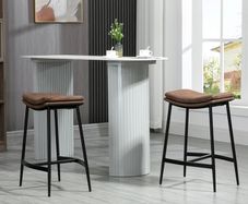 Set of 2 Bar Stools with Steel Footrest Industrial Style Curved Seat