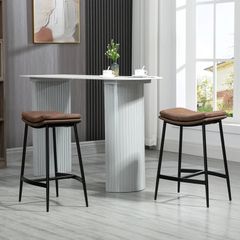 Set of 2 Bar Stools with Steel Footrest Industrial Style Curved Seat