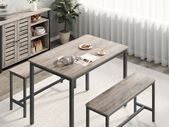 Dining table, kitchen table set, with 2 benches