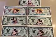 USA Disney Dollars Banknotes x 7