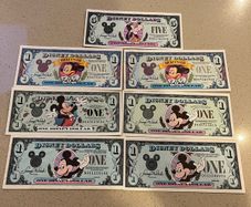 USA Disney Dollars Banknotes x 7