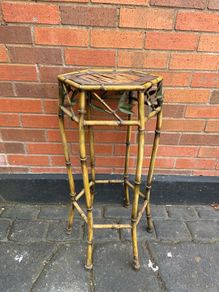 Vintage Faux Bamboo Metal Plant Stand