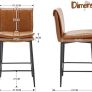Set of 2 Bar Stools PU Leather Padded Bar Chairs for Kitchen Armless Counter Stools Image 2