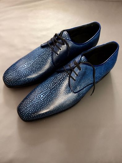 Genuine Stingray Leather Shoes  Navy Blue