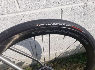 Campagnola Shamal Disc Brake Wheelset fitted with Vittoria Corsa Graphene 2.0 Tyres and Tubes, have Ridden 100kmh Total
