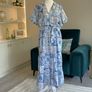 New Look Blue and White Faux Wrap Summer Dress Image 4