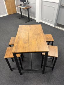 Bar Height Table and 4 Stools, Industrial Style