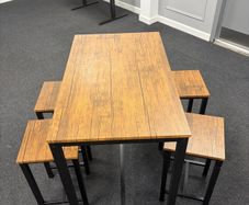 Bar Height Table and 4 Stools, Industrial Style
