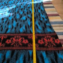 Vintage wool blanket Blue Black Red Patterned Blanket Throw