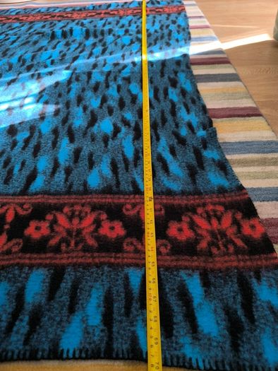 Vintage wool blanket Blue Black Red Patterned Blanket Throw