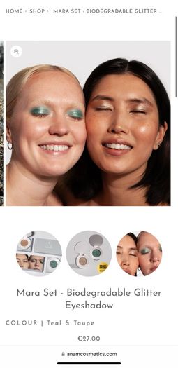 Anam Cosmetics Mara Set - Biodegradable Glitter Eyeshadow COLOUR | Teal & Taupe