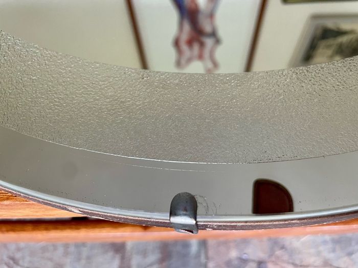 Vintage Frosted Rim Round Glass Wooden Backed Wall Mirror 1960s
