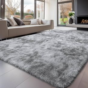 Modern Grey Area Rug 240x340cm - Washable Anti-Slip Extra Large Shaggy Soft Carpet Mat for Bedroom and Living Room