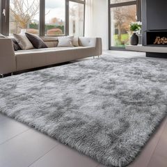 Rugs Living Room 120x160cm, Grey Area Rugs for Bedroom, Washable Anti Slip Extra Large Shaggy Soft Rug Fluffy Modern Floor Carpets Mat Beside Carpet for Kids Living Room