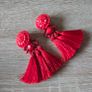 Red  Earrings with tassels Image 2