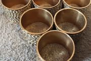 six brass napkin ring's