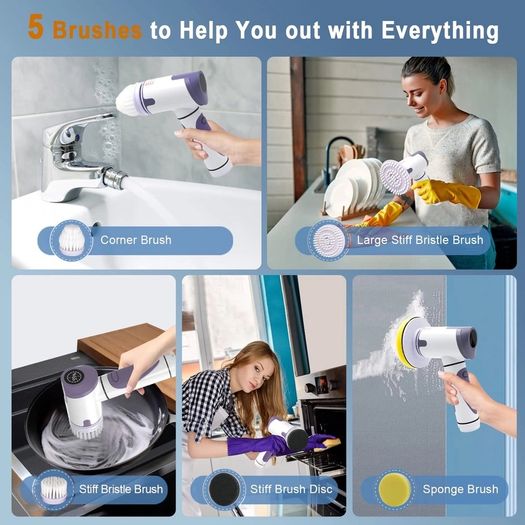 Brand New Electric cleaning brushes with 5 replaceable brush heads and 2 adjustable speeds,