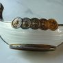 Theodor Olsens Eftf Norway Sterling Enamel Viking Ship Salt Cellar with NM Thune Enamelled Silver Spoon Image 10