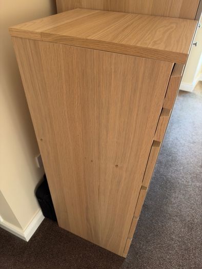 IKEA Malm Tall 6 Draw Dresser ( White Stained Oak Effect Colour ).