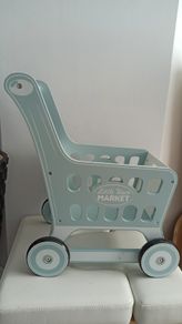 Wooden shopping trolley