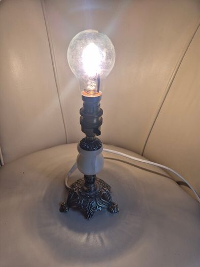 Vintage Mid Century marble.onyx brass gold metal ormate lamp base