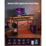 120 cm Computer Desk with Smart LED Lights and Power Outlets, Reversible Gaming Office Desk with Monitor Stand and 2-Tier Storage Shelves Image 5