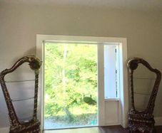 Pair of Large Ornate Harp Display Units, Glass Shelves & Lighting