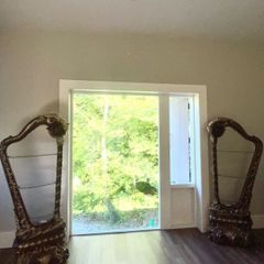 Pair of Large Ornate Harp Display Units, Glass Shelves & Lighting