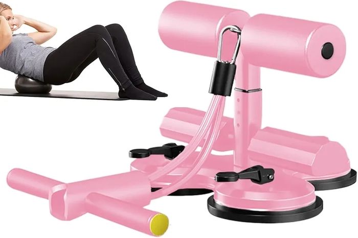 Sit-Up Bar Floor, Ab Exercise Machine, Home Workout Equipment with Suction Cups, Resistance Bands with Adjustable Tension, Ab Exercise Bar with Non Slip Base, Sit Up Trainer for Women Men