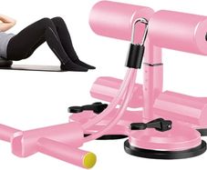 Sit-Up Bar Floor, Ab Exercise Machine, Home Workout Equipment with Suction Cups, Resistance Bands with Adjustable Tension, Ab Exercise Bar with Non Slip Base, Sit Up Trainer for Women Men