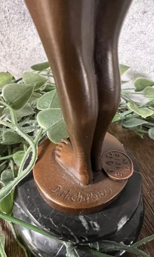 The Sad Girl - Bronze, Marble, Signed