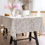 Rectangular Cotton Linen Tablecloth White Oblong Tablecloth Washable Dustproof Lilac Flowers (MULTIPLE SIZES, SEE DESCRIPTION) Image 6
