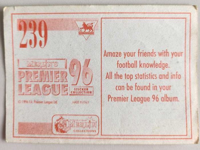 '96 Premier League - Merlin stickers