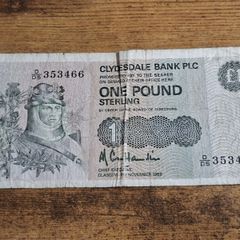 UK, Scotland, One Pound 1988 banknote, Clydesbank, circulated - free standard postage