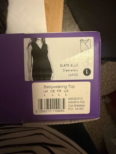 Seraphine Blue Skin to Skin Babywearing Sleeveless Top Size Large (16-18)