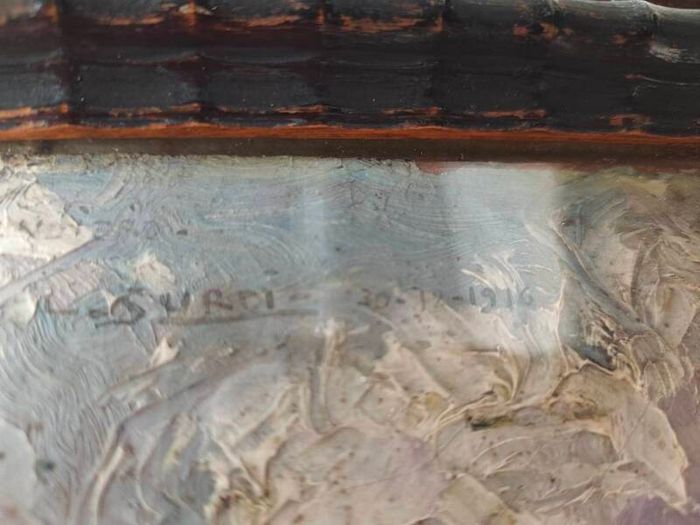 Oil on wood landscape