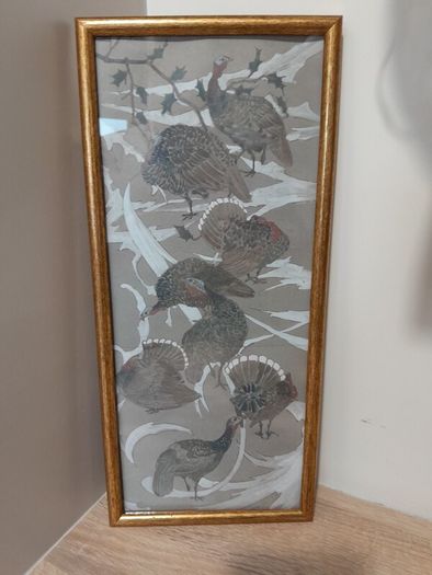 antique glasses and mirrored tray and a beautiful gold rim picture no damage