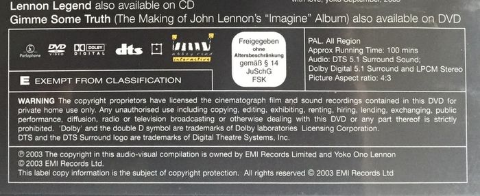 John Lennon [2003] Lennon Legend - The Very Best Of John Lennon [Music DVD]